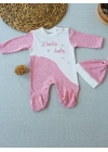 0-3 3-6 Ay Lucky Baby Nakışlı Es Çizgi Boy Şapkalı Kız Bebek Tulumu Pembe
