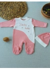 0-3 3-6 Ay Lucky Baby Nakışlı Es Çizgi Boy Şapkalı Kız Bebek Tulumu Pudra
