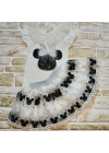 1-2-3 Yaş Payetli Mickey Nakışlı Kısa Kollu Brode Etekli 2li Kız Bebek Takımı Siyah