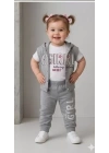 1/4 Yaş Girl Baskılı Yelekli 3lü Çocuk Takımı