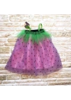 2-3-4 Yaş Askılı Çilek Kostüm Kız Çocuk Elbise Mor