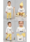 3/12 Ay Gentilmen Baskılı 3 Parça Bebek Takımı