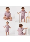 3/12 Ay Yakalı Fiyonklu Jakar Kumaş Bebek Tulumu