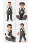 3/18 Ay Kasketli 3 Parça Salopet Bebek Takımı