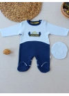 3-6 9-12 12-18 Ay Özel Kuvvetler Nakışlı Bere Şapkalı Kız Erkek Bebek Tulumu Lacivert