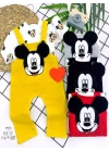 3-6-9-12 Ay Mickey Figürlü Uzun Kollu Baskılı Sweatli 2li Kız Erkek Bebek Salopet Takımı Siyah