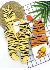 3-6-9-12 Ay Pooh Desenli Zebra Çizgili Şapkalı Sweatli 3lü Kız Erkek Bebek Tulumu(sarı) Sarı