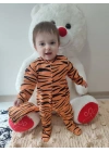 3-6-9-12 Ay Pooh Desenli Zebra Çizgili Şapkalı Sweatli 3lü Kız Erkek Bebek Tulumu(sarı) Sarı