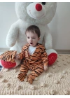 3-6-9-12 Ay Pooh Desenli Zebra Çizgili Şapkalı Sweatli 3lü Kız Erkek Bebek Tulumu(sarı) Sarı