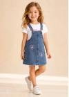 3/7 Yaş Etekli Denim Salopet Çocuk Takımı