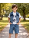 5/12 Yaş Kot(denim) Kumaş Tişörtlü Çocuk Takımı