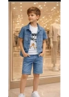 5/12 Yaş Kot(denim) Kumaş Tişörtlü Çocuk Takımı