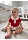 6/12 Ay Düğme Detaylı Yakalı Bebek Takımı