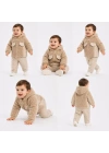 6/24 Ay Deri Detaylı Ceketli Kuzu Bebek Takımı