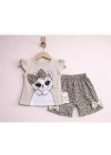 9/24 Ay Leopar Kedi Baskılı Bebek Takımı