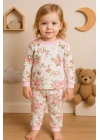 Büyük Çiçek Desenli Kız Bebek Eşofman Takımı %100 Pamuk