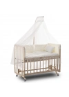 ComfyMax Sallanır Anne Yanı Doğal Ahşap Beşik ve Uyku Seti - 60x120 cm