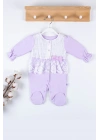 Gofralı Fransız Güpürlü % 100 Pamuk Kız Bebek Tulumu