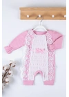 Gofralı Fransız Güpürlü % 100 Pamuk Kız Bebek Tulumu