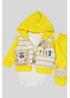 Kamp Desenli Kapüşonlu % 100 Pamuk Erkek Bebek Takımı