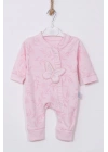 Kelebek Nakışlı % 100 Pamuk Ayaklı Kız Bebek Tulumu