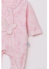 Kelebek Nakışlı % 100 Pamuk Ayaklı Kız Bebek Tulumu