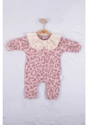 Leopar Dama Desenli % 100 Pamuk Kız Bebek Tulum