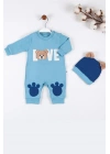 Love Bear Nakışlı % 100 Pamuk Erkek Bebek Tulumu