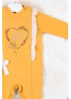 Love Kalp Nakışlı % 100 Pamuk Kız Bebek Tulumu
