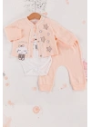 Lovely Yıldız Desenli 3lü Hırkalı Kız Bebek Takım