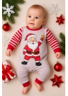 Noel Baba Detaylı Bebek Tulum % 100 Pamuk