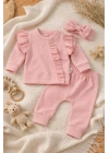Pembe Fırfırlı 3’lü Kız Bebek Takımı