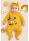 Pretty Dog Nakışlı Bandanalı % 100 Pamuk Kız Bebek Tulumu