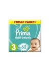 Prima Bebek Bezi Aktif Bebek 3 Beden 62 Adet Fırsat Paketi