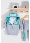Simply Desenli Kapişonlu 3lü Erkek Bebek Takımı