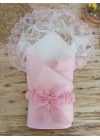 Yenidoğan Kumru İnci Fiyonk Kristal Parlak Duvaklı Kundak Bebek Battaniyesi Pembe