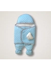 Yenidoğan Oyuncaklı Topçikli Kız Erkek Bebek Ayaklı Kundak Bebek Battaniyesi Mavi