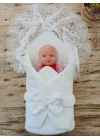 Yenidoğan Sahra Lucky Baby Nakışlı Kundak Bebek Battaniyesi Ekru