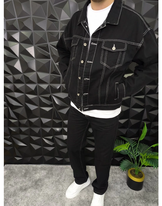 About Think Baskılı Kot Ceket