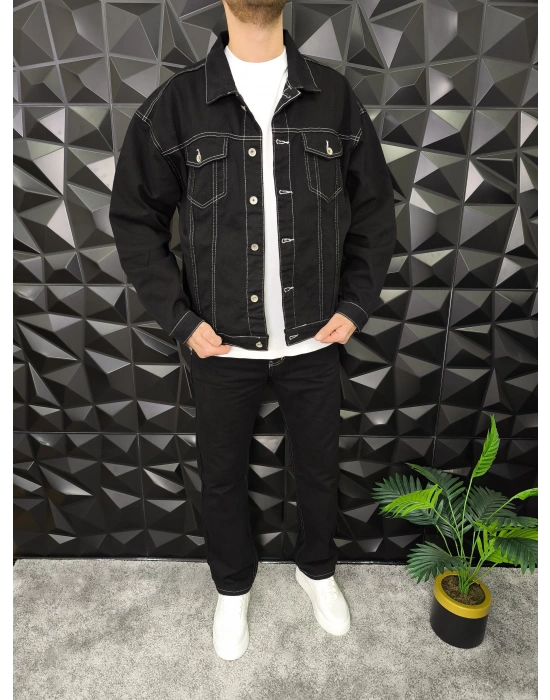 About Think Baskılı Kot Ceket