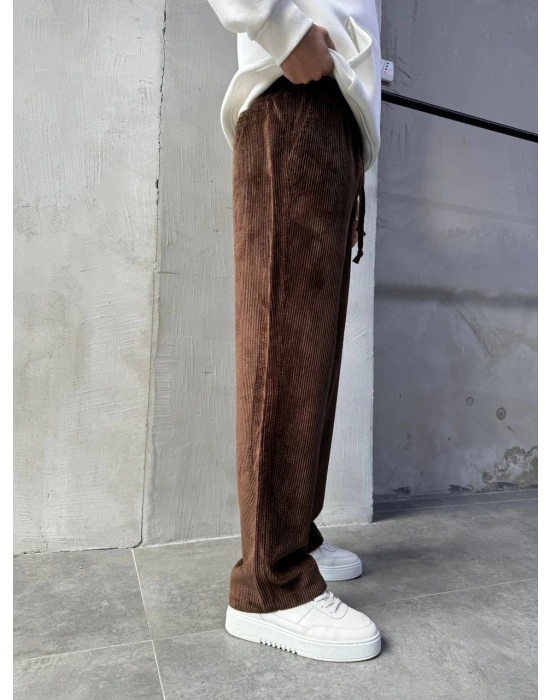 Baggy Kalıp Kadife Pantolon Kahverengi