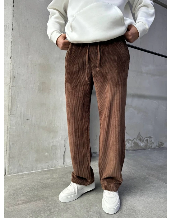 Baggy Kalıp Kadife Pantolon Kahverengi