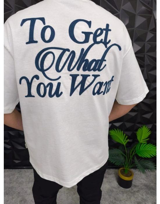 Beyaz Ace Of Life süzene Nakışlı Oversize T-Shirt