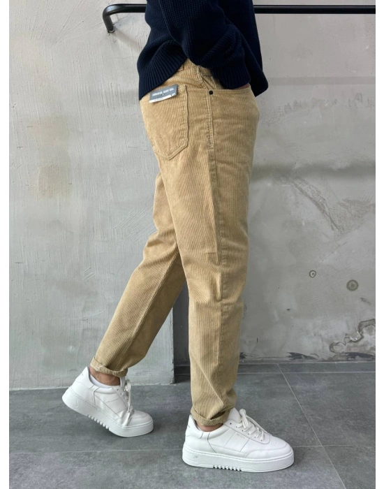 Boyfriend Kadife Pantolon Bej