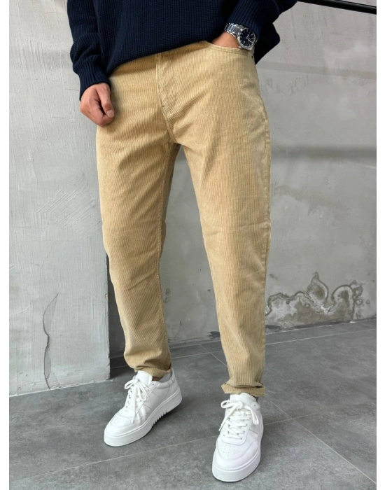 Boyfriend Kadife Pantolon Bej