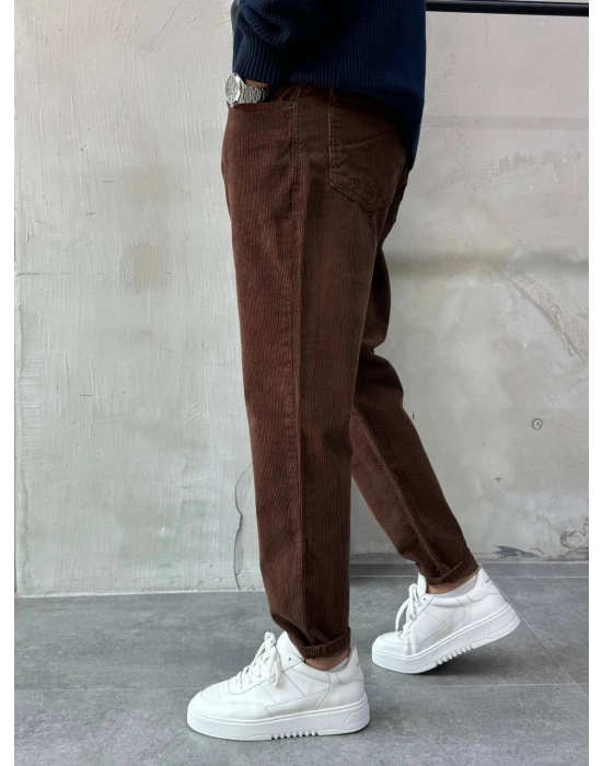 Boyfriend Kadife Pantolon Kahverengi