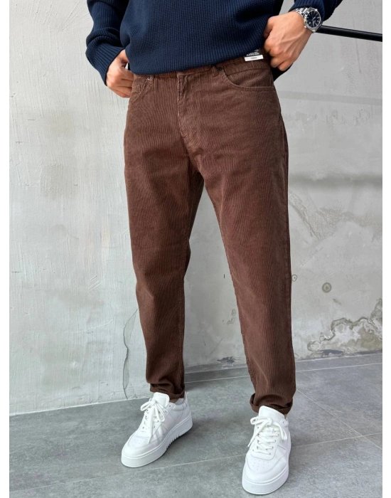 Boyfriend Kadife Pantolon Kahverengi