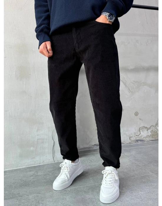 Boyfriend Kadife Pantolon Siyah