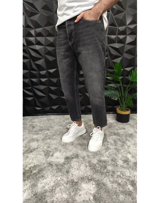 Dikiş Detaylı Füme Boyfriend Jean