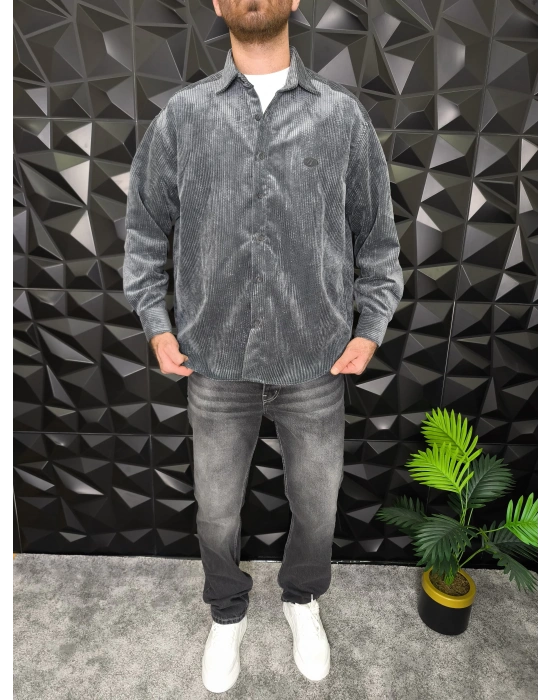 Giesto Kadife Gömlek Antrasit